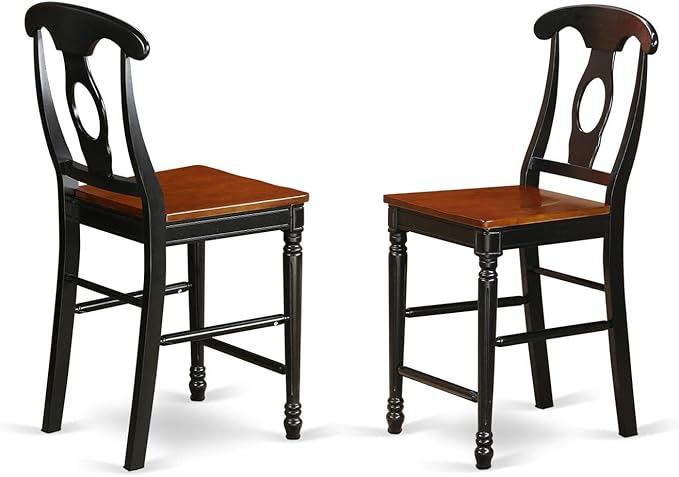 East West Furniture JAKE3-BLK-W 3 Piece Counter Height Dining Table Set - Image 3