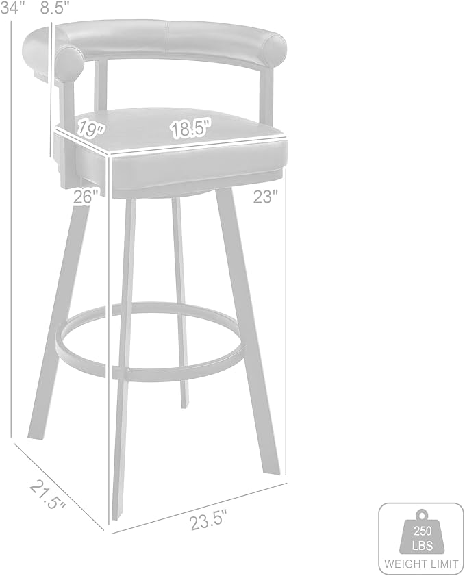 Armen Living Magnolia Swivel Counter Stool in Black Metal - Image 3