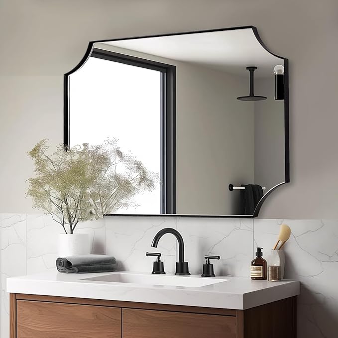 ANDY STAR 30x40 Inch Bathroom Mirror, Unique Rectangle Wall Mirror, Matte Black by ANDYSTAR