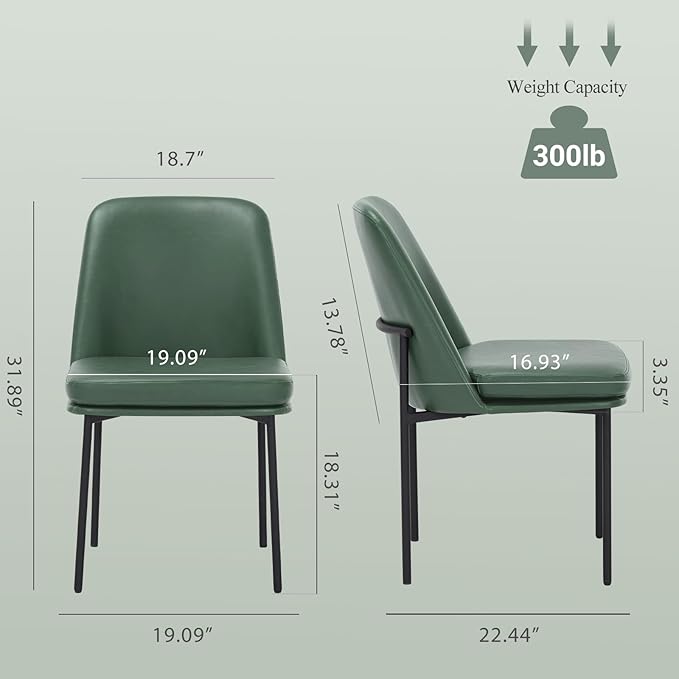 COLAMY Modern Dining Chairs Set of 2, Faux Leather Upholstered Dining Room - Image 6
