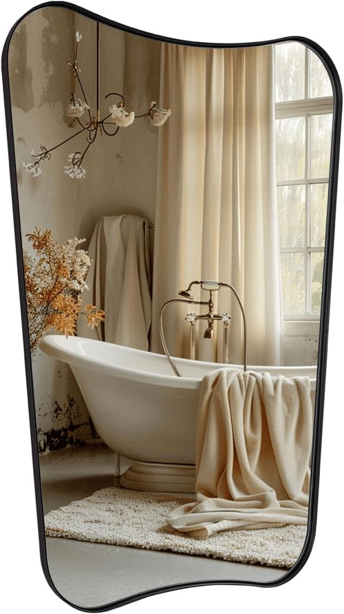 24x40 Black Mirror, Irregular Shaped Mirror by Mirrorartmirror