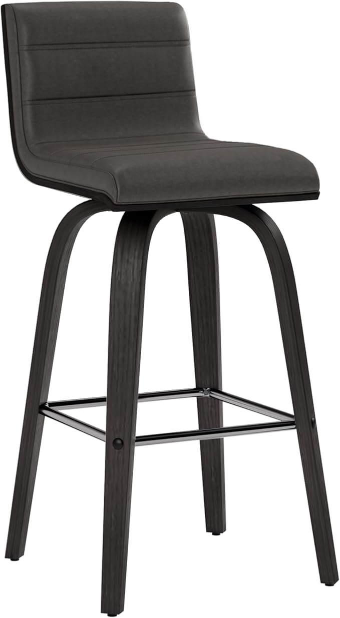 Armen Living Vienna Counter Height Barstool Brushed Wood Finish Faux Leather by ArmenLiving