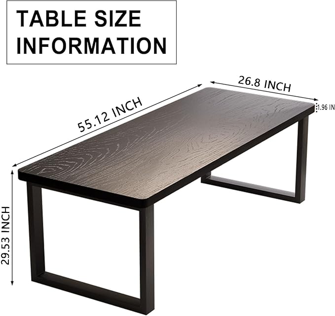 Solid Wood Dining Table for 4-6 People, 55 inch Long Farmhouse Kitchen Dining - Image 2