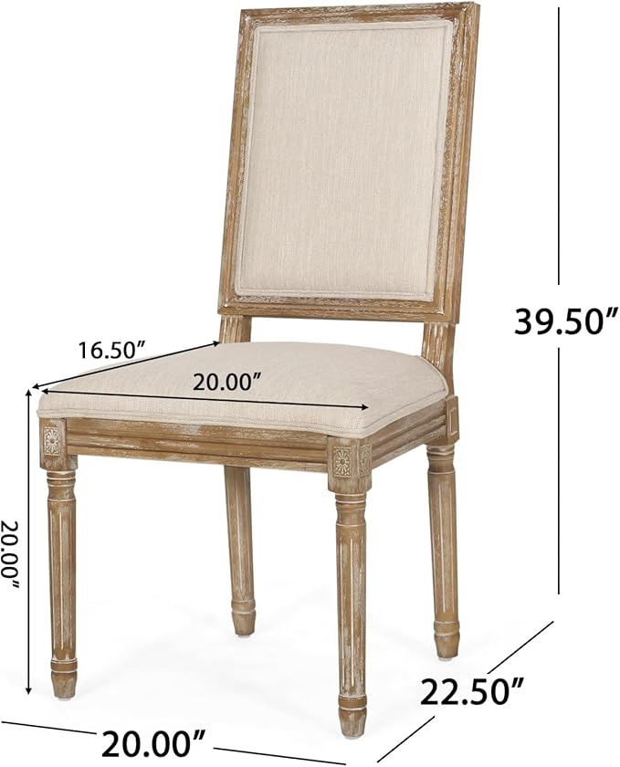 Merax Upholstered Solid Wood Dining Chairs Set of 2, French Country Style - Image 2