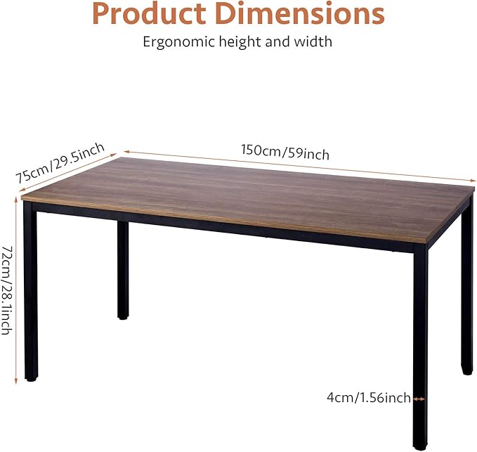 POPRUN Writing Computer Office Desk 59 Inch（60"x 30"） Home Office Wooden - Image 3