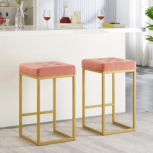 24KF Contemporary Counter Height Bar Stool Set of 2 by WEMARTHOMEDECOR