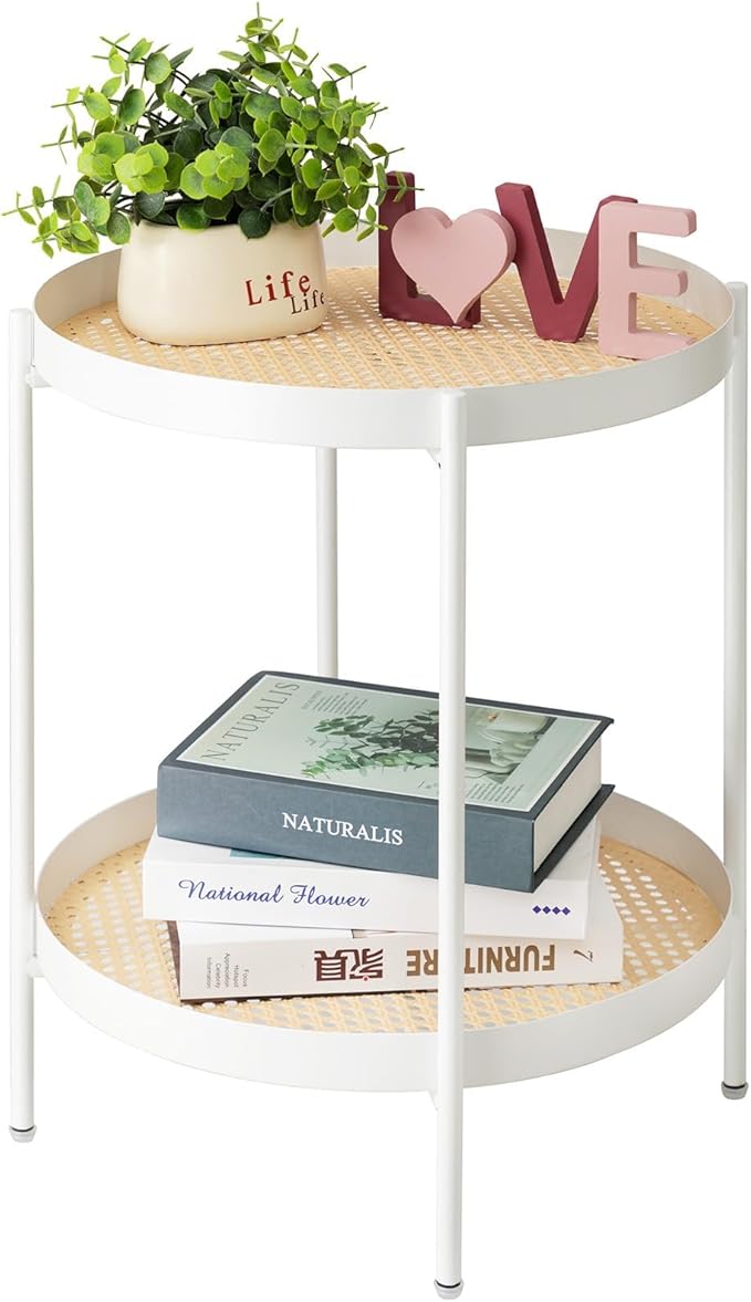TeoKJ All Metal Side Table, 2 Tier Anti Rust End Table by TeoKJ