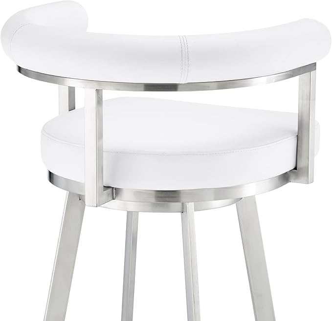 Armen Living Magnolia Swivel Bar Stool in Brushed Stainless Steel - Image 8