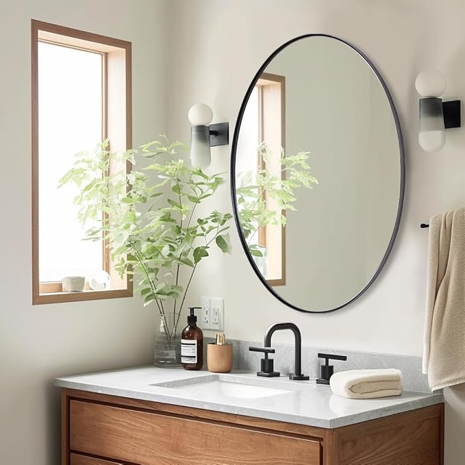ANDY STAR Black Oval Mirrors for Bathroom, 24x36 Inch Matte Black Stainless - Image 5