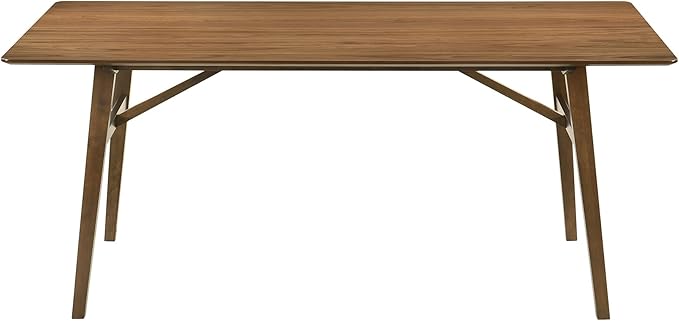 Armen Living Channell Mid Century Modern 6 Piece Walnut Wood Dining Table Set - Image 7