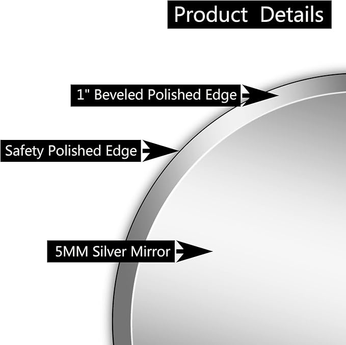 32" Frameless Beveled Round Mirror - Image 3