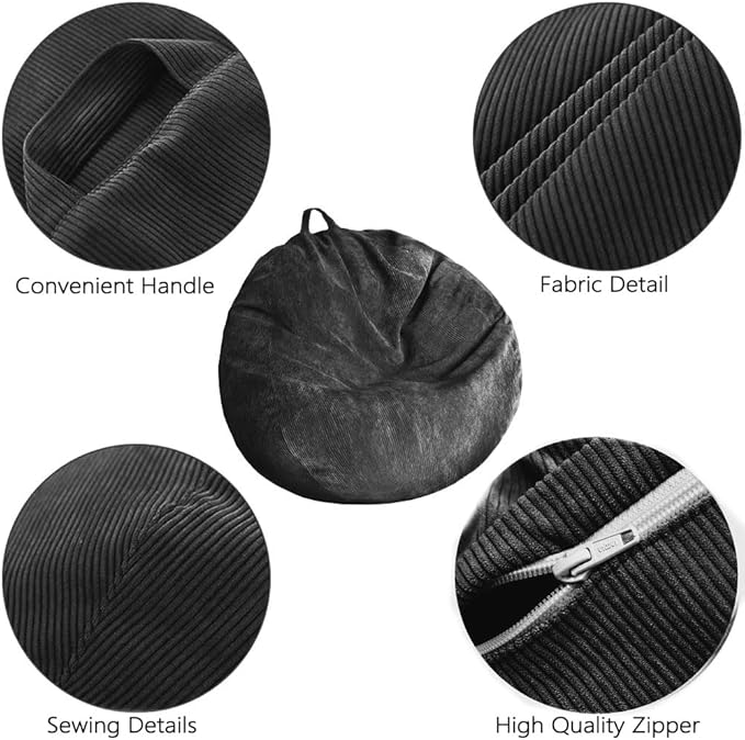 Kisoy Bean Bag Chair Cover Stuffed Animal Storage Bean Bag Cover Pets Dogs/Cats - Image 3