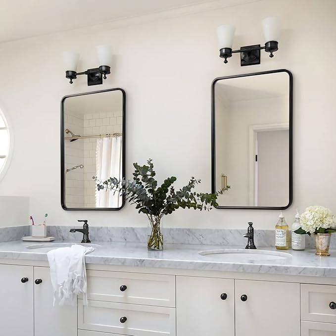 ANDY STAR 24x32 INCH Black Bathroom Mirror, Rounded Rectangle Mirror - Image 3