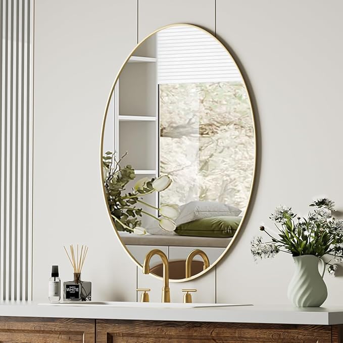 Koonmi Gold Oval Bathroom Mirror, Oval Mirror - Image 8