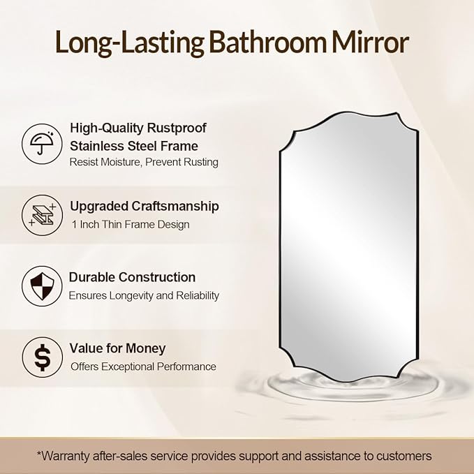Black Wall Mirror, 24x36 Scalloped Mirror - Image 7