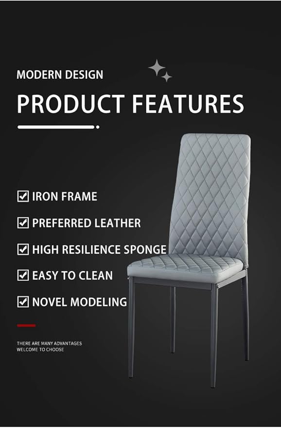 JT Modern Minimalist Dining Chair Fireproof Leather Sprayed Metal Pipe Diamond - Image 11