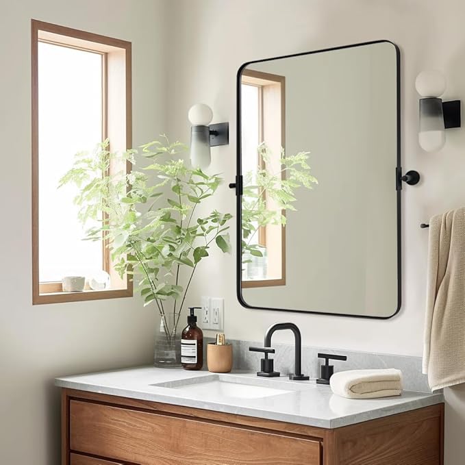 MOON MIRROR Matte Black Pivot Mirror by MOONMIRROR