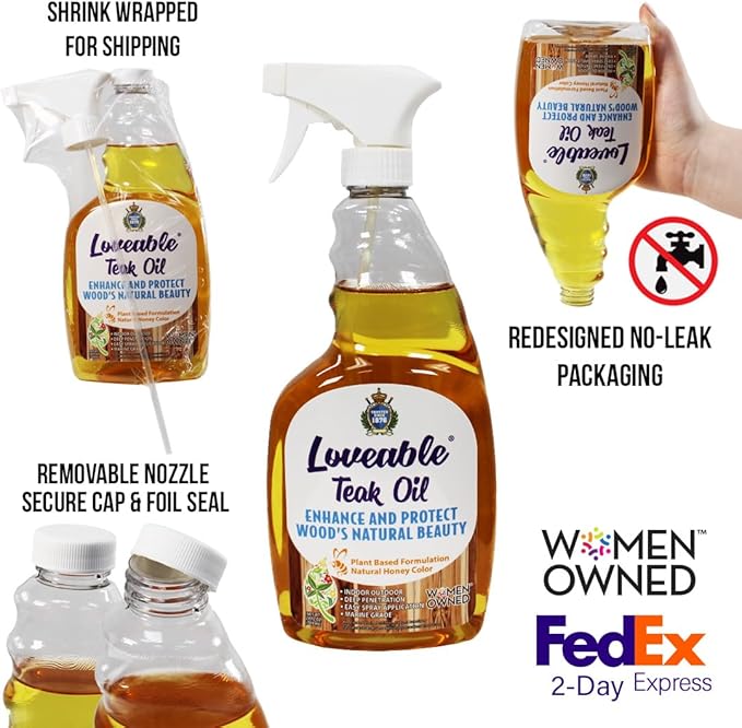 EcoDecors Loveable 24 oz Spray Bottle Teak Oil and Loveable Protection 16 oz - Image 4