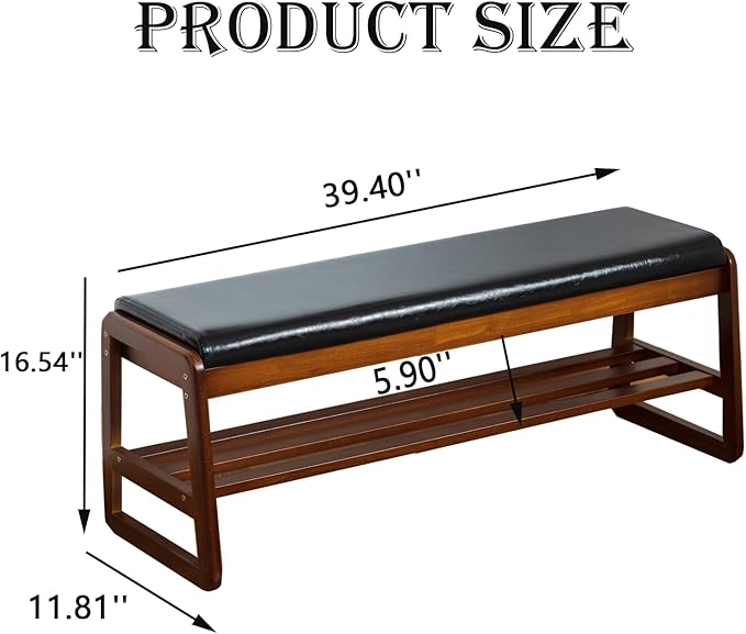 latifolia Solid Wood Bench, Entryway Shoe Bench - Image 3