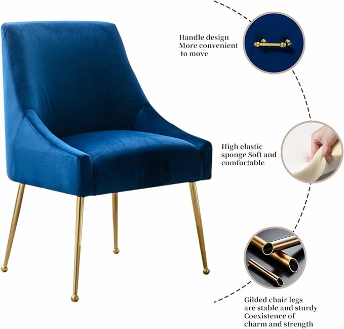 Velvet Dining Chairs Set of 2, Furniture Collection Modern Contemporary - Image 4