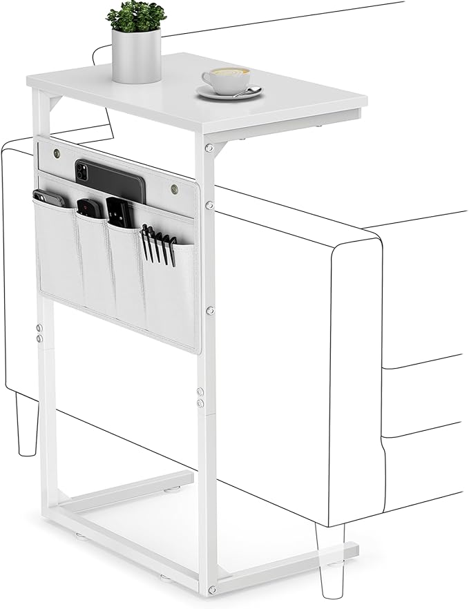 Vagusicc C Shaped End Table, Small Couch Side Table, Tall Couch Desk Slide by Vagusicc
