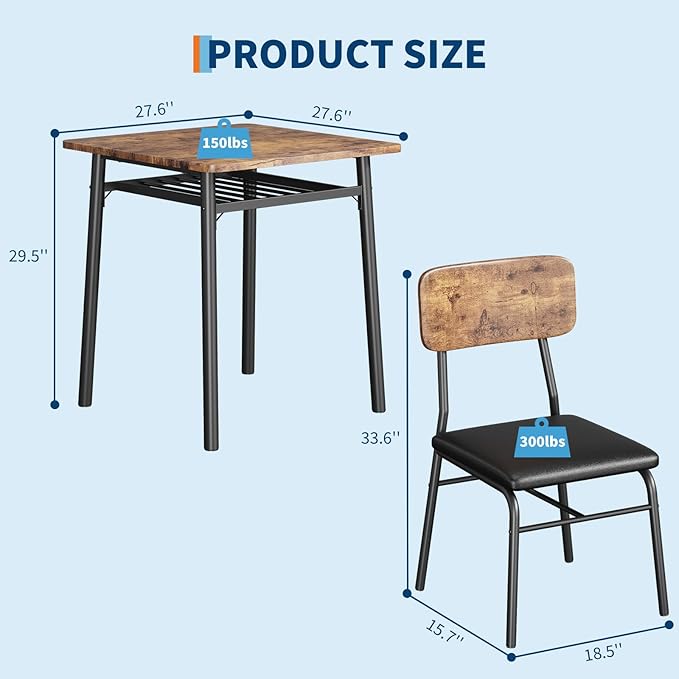 IDEALHOUSE 3-Piece Dining Table Set - Image 4