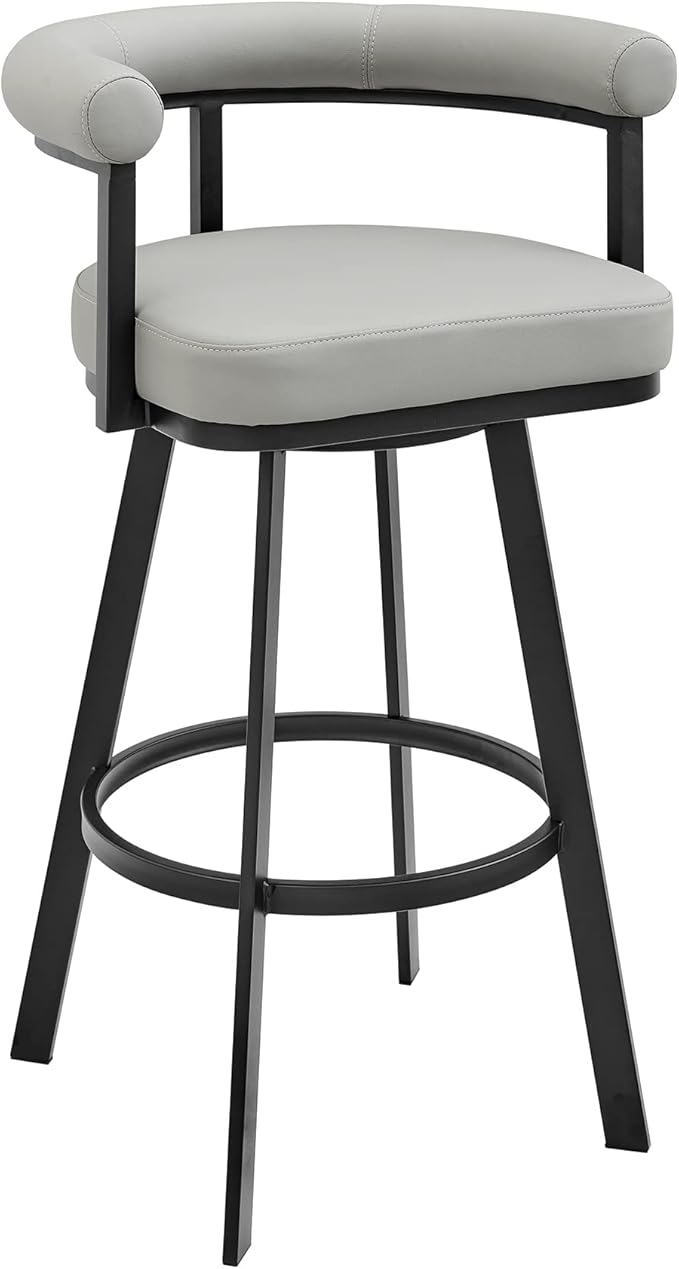 Armen Living Magnolia Swivel Bar Stool in Black Metal by ArmenLiving