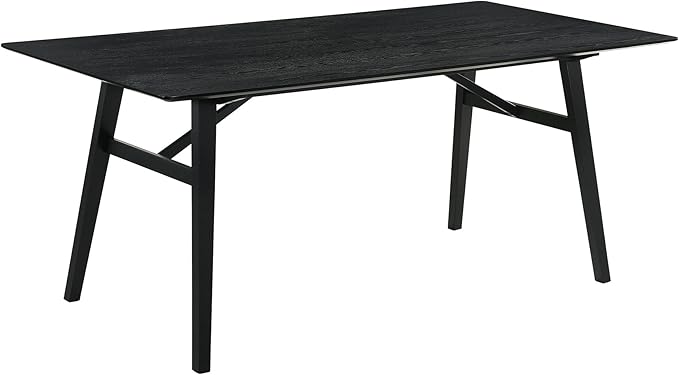 Armen Living Channell Mid Century Modern 7 Piece Black Wood Dining Table Set - Image 6