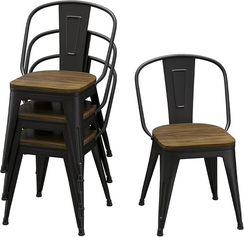 18 Inch Dining Chairs Set of 4, Farmhouse Metal Chairs by Homvinax