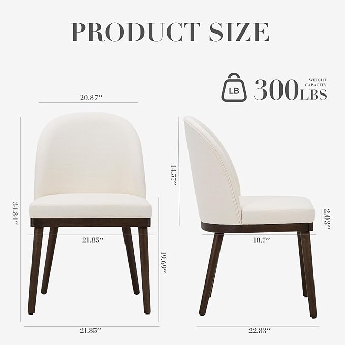 COLAMY Upholstered Dining Chairs Set of 2, Wooden Kitchen Chairs - Image 2