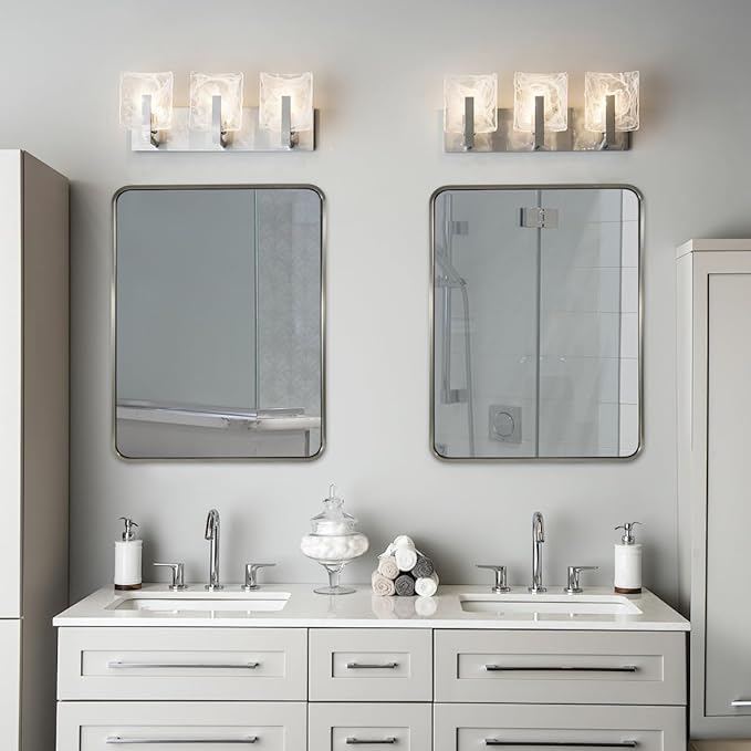 ANDY STAR 28x36 INCH Chrome Bathroom Mirrors, Polished Chrome Bathroom Mirror - Image 3