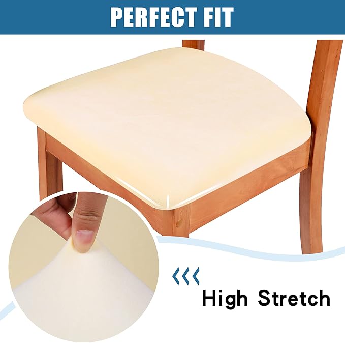 Smiry Velvet Seat Covers for Dining Room Chair Set of 6, Stretch Fit Removable - Image 4