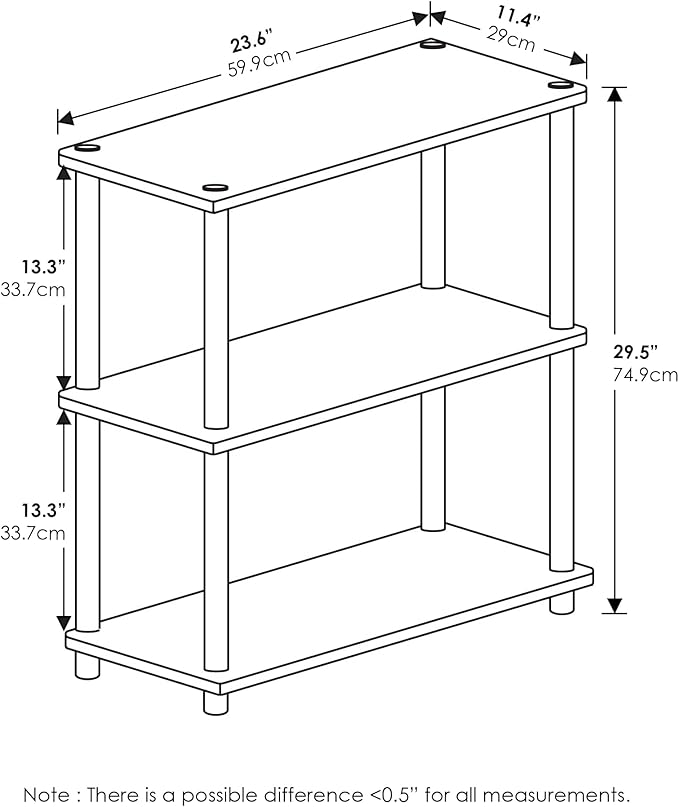 Furinno Turn-N-Tube 3-Tier Compact Multipurpose Shelf Display Rack, Dark Cherry - Image 2