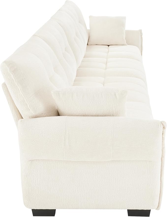 Modern Chenille Fabric 3-Seat Sofa w/ 2 Pillows, Premium Upholstery Living Room - Image 7