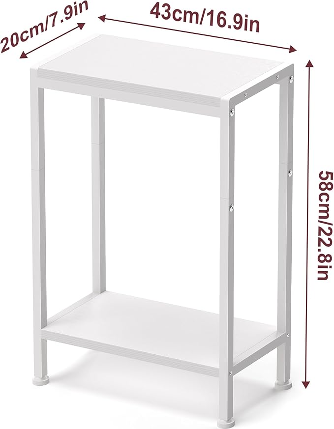 Narrow Side Table for Small Space Set of 2, 2-Tier Small End Table - Image 3