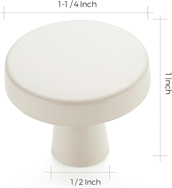 Ravinte 5 Pack Drawer Pulls 1-1/4 Inch Kitchen Cabinet Knobs White Solid Round - Image 3