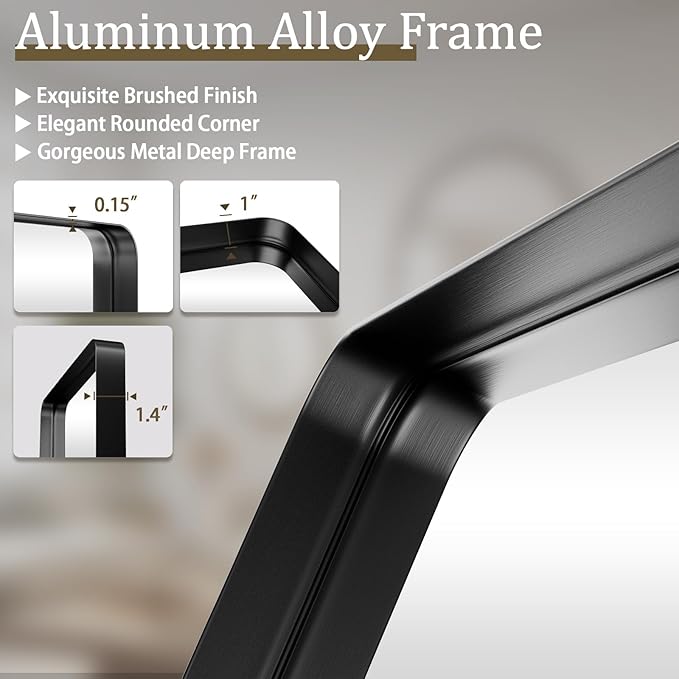 Bathroom Mirror 20x30 inch, Modern Round Corner Bathroom Vanity Mirror - Image 4