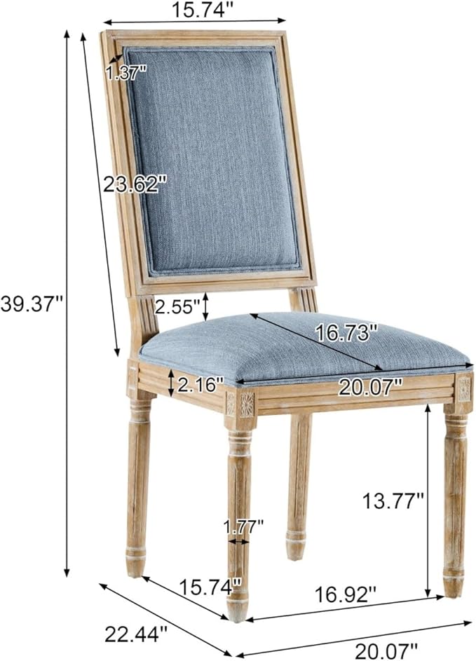 Merax Upholstered Solid Wood Dining Chairs Set of 4, French Country Style - Image 2