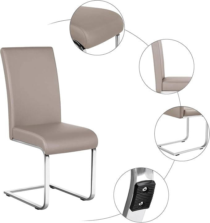 Yaheetech Dining Chairs Set of 2 Modern Faux Leather Upholstered Dining Room - Image 4
