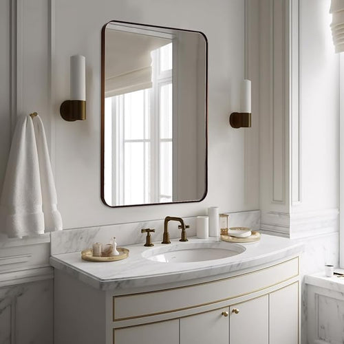 24x36 Inch Brushed Bronze Bathroom Mirror - Image 2