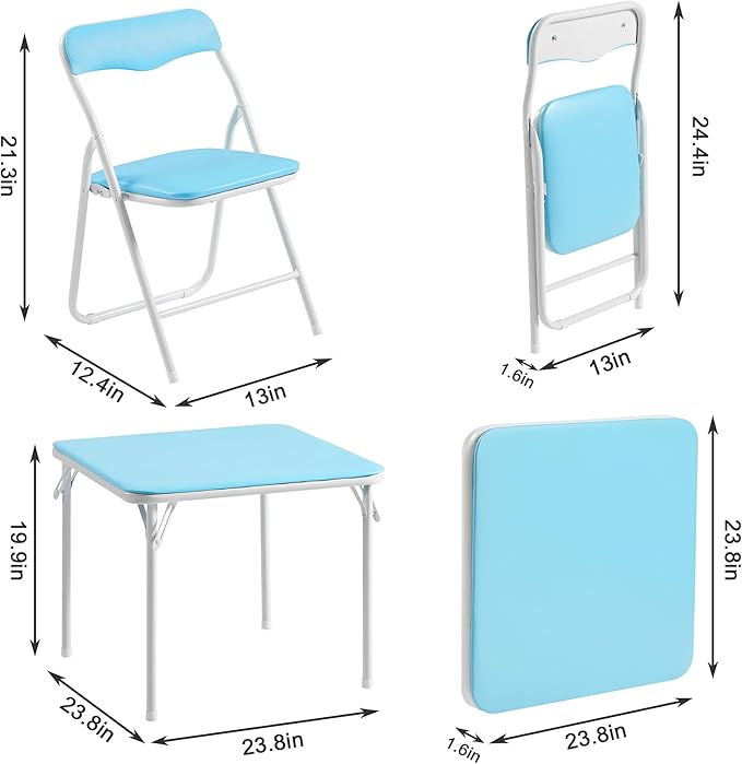 VECELO Folding Activity Table and Chairs 5 Pcs, - Image 2