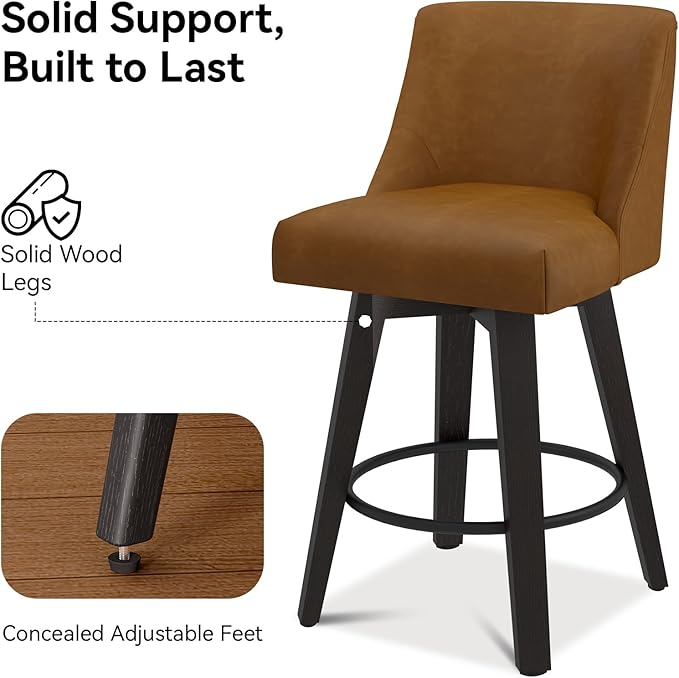 Counter Height Swivel Bar Stools Set of 2, 26 Inch Bar Stools - Image 7