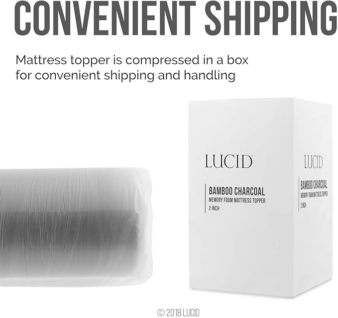 Lucid 2 Inch Ventilated Bamboo Charcoal Memory Foam Mattress Topper - Image 6