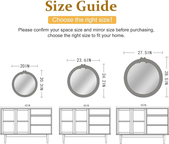Vintage Round Wall Mirror 23.6inch Farmhouse Wooden Vanity Mirror - Image 4