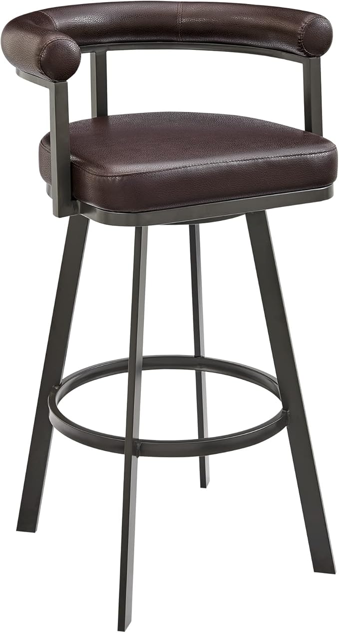 Armen Living Magnolia Swivel Bar Stool in Brown Metal by ArmenLiving