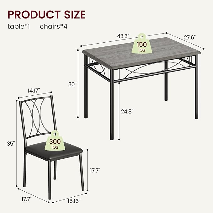 GAOMON Dining Table Set for 4, Rectangle Kitchen Table - Image 7