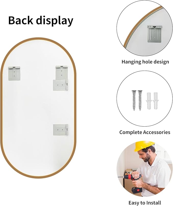 LAIYA 48x24inch Oval Wall Bathroom Mirror - Image 6