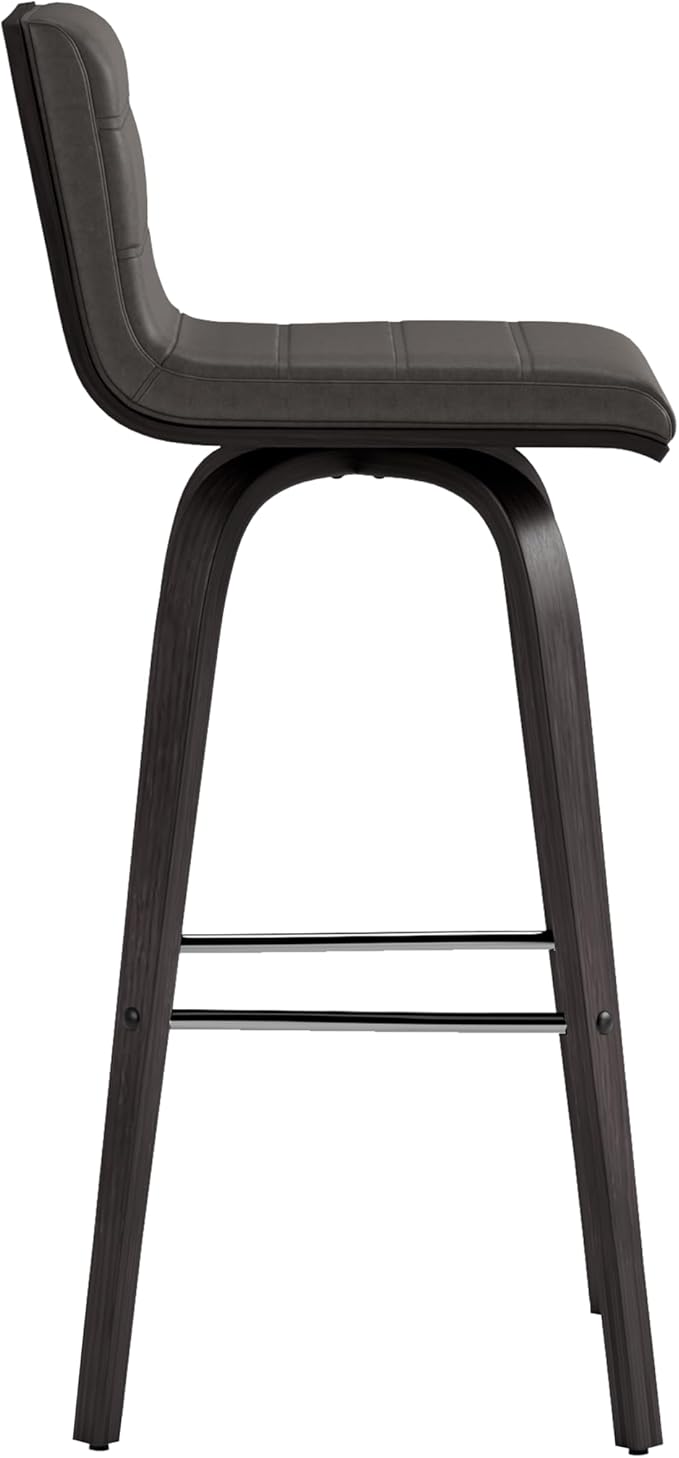 Armen Living Vienna 30" Swivel Bar Stool in Black Wood Finish - Image 5