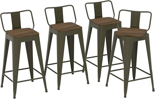 24 Inch Swivel Bar Stools Set of 4, Counter Height Bar Stools by Homvinax
