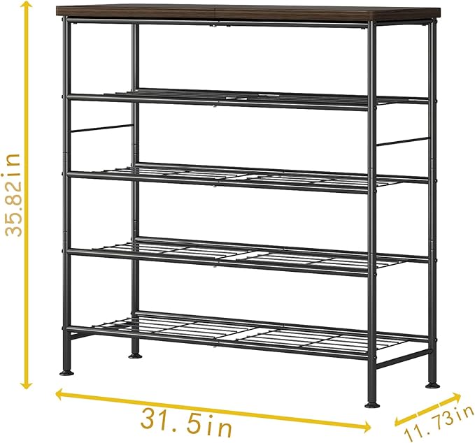 Shoe Rack Organizer 5 Tier for Closet Entryway Free Standing Metal Storage Shoe - Image 3
